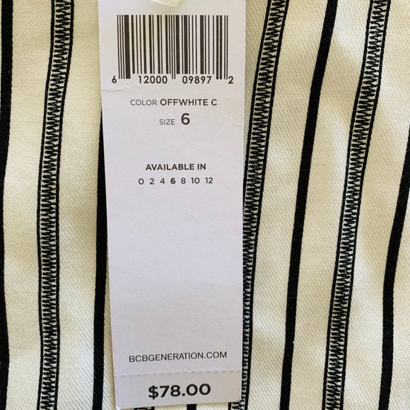 BCBGeneration Skirt Striped Buttons - Picture 4 of 6